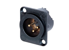 Bild von NC3MD-LX-B | Einbaustecker XLR 3pol. male, Lötanschlüsse, schwarzes Gehäuse, Gold beschichtete Kontakte, integrierter Massekontakt