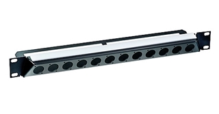 Bild von NZP1RU-12 | 30° Gewinkeltes Rack-Panel 1HE für 12x D-Form Einbausteckverbinder