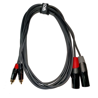 Bild von EC-A3-CLMXLM-1 | 1m XLR male 3 pin - Cinch male Adapterkabel schwarz & rot Stereokabel