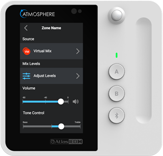 Bild von C-T4BT | 4.3" Touchbedienung mit Volume Slider, 3 Tasten, Bluetooth Remote Audioeingang und Bewegungssensor, weiss