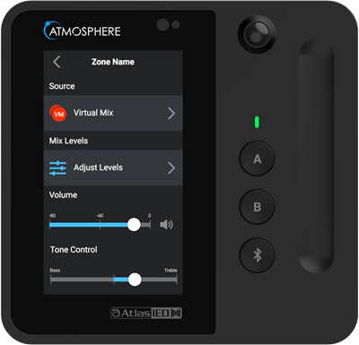Bild von C-T4BT-B | 4.3" Touchbedienung mit Volume Slider, 2 Tasten, Bluetooth Remote Audioeingang und Bewegungssensor, schwarz