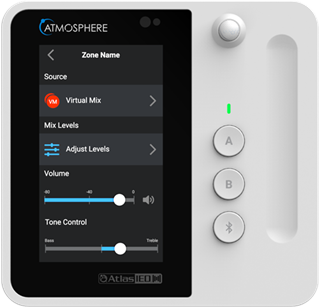 Bild von C-T4BT | 4.3" Touchbedienung mit Volume Slider, 2 Tasten, Bluetooth Remote Audioeingang und Bewegungssensor, weiss