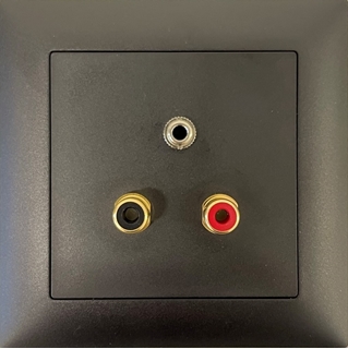 Bild von proDT CI/3.5O UP sw | Unterputzanschluss proDT® mit 2x Cinchbuchsen Input und 3.5mm Klinkenbuchse Output auf/von Dante, EDIZIOdue, schwarz