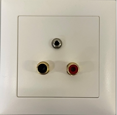 Bild von proDT CI/3.5O UP ws | Unterputzanschluss proDT® mit 2x Cinchbuchsen Input und 3.5mm Klinkenbuchse Output auf/von Dante, EDIZIOdue, weiss