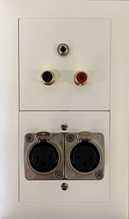 Bild von proDT 2XI/CI/3.5O UP ws | Unterputzanschluss proDT® mit 2x XLR Input female, 2x Cinch Input und 3.5mm Klinkenbuchse Output auf/von Dante, EDIZIOdue, weiss