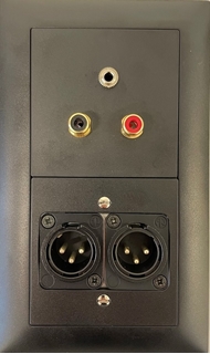 Bild von proDT CI/3.5O/2XO UP sw | Unterputzanschluss proDT® mit 2x Cinch Input und 3.5mm Klinkenbuchse, 2x XLR Output male auf/von Dante, EDIZIOdue, schwarz