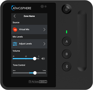 Bild von C-T4BT-B | 4.3" Touchbedienung mit Volume Slider, 2 Tasten, Bluetooth Remote Audioeingang und Bewegungssensor, schwarz