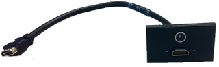 Bild von proFLF HDMI3.5 HDMI FF sw | proFLF® mit HDMI Kabelpeitsche f/f und 3,5mm Klinkenbuchse stereo, Lötversion; schwarz