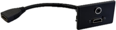 Bild von proFLF HDMI3.5 HDMI FF sw | proFLF® mit HDMI Kabelpeitsche f/f und 3,5mm Klinkenbuchse stereo, Lötversion; schwarz