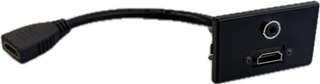 Bild von proFLF HDMI3.5 HDMI FF sw | proFLF® mit HDMI Kabelpeitsche f/f und 3,5mm Klinkenbuchse stereo, Lötversion; schwarz