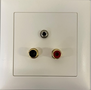 Bild von proUP 2CINCH/3.5 Edue ws | Unterputzanschluss mit 2x Cinchbuchsen lötbar und 3.5mm Klinkenbuchse lötbar EDIZIOdue, weiss