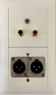 Bild von proDT CI/3.5O/2XO UP ws | Unterputzanschluss proDT® mit 2x Cinch Input und 3.5mm Klinkenbuchse, 2x XLR Output male auf/von Dante, EDIZIOdue, weiss