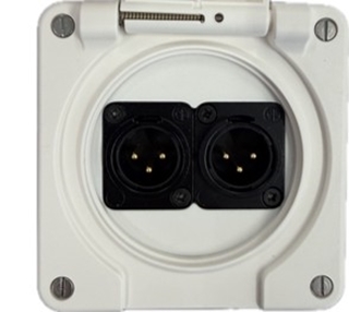 Bild von proDT 2XO UP IP ws | Unterputzanschluss proDT® mit 2x XLR Output male von Dante, EDIZIOdue IP21, weiss