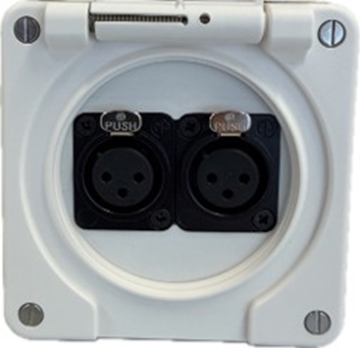 Bild von proDT 2XI UP IP ws | Unterputzanschluss proDT® mit 2x XLR Input female auf Dante, EDIZIOdue IP21, weiss
