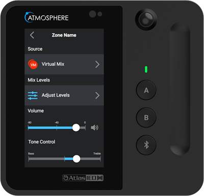 Bild von C-T4BT-B | 4.3" Touchbedienung mit Volume Slider, 2 Tasten, Bluetooth Remote Audioeingang und Bewegungssensor, schwarz